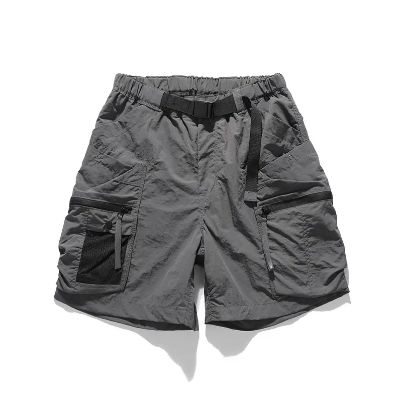 2025 Summer New American Retro Outdoor Quick Dry Inner Mesh Cargo Shorts Men's Washed Multi-pocket Casual Sport Five-point Pants
