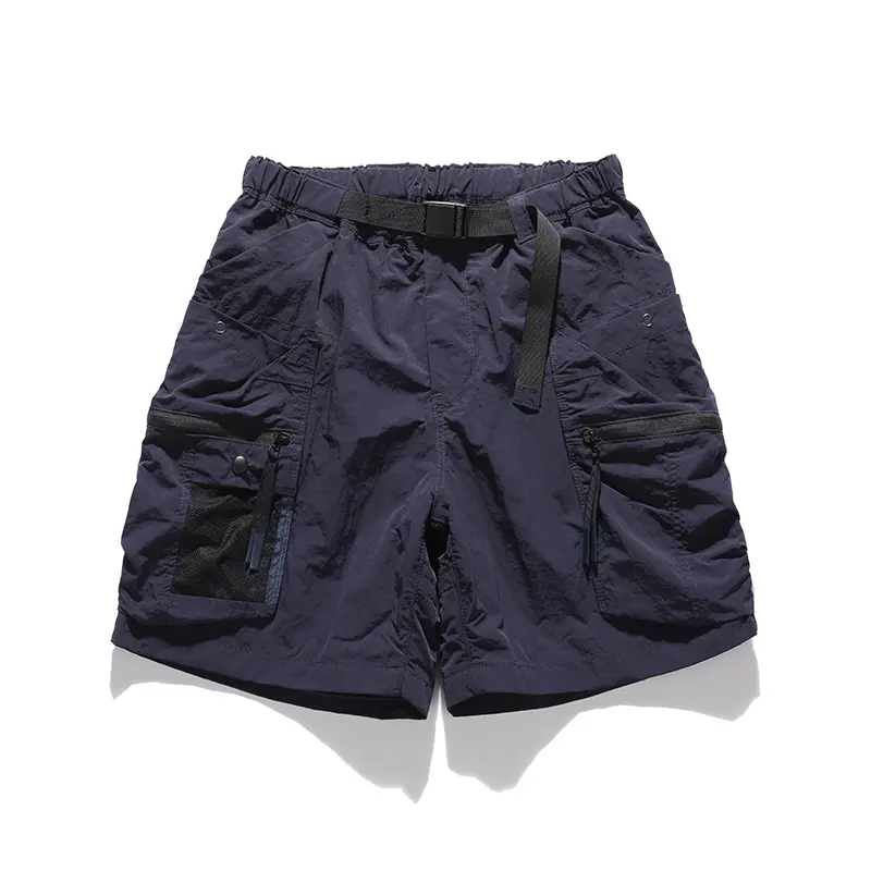 2025 Summer New American Retro Outdoor Quick Dry Inner Mesh Cargo Shorts Men's Washed Multi-pocket Casual Sport Five-point Pants
