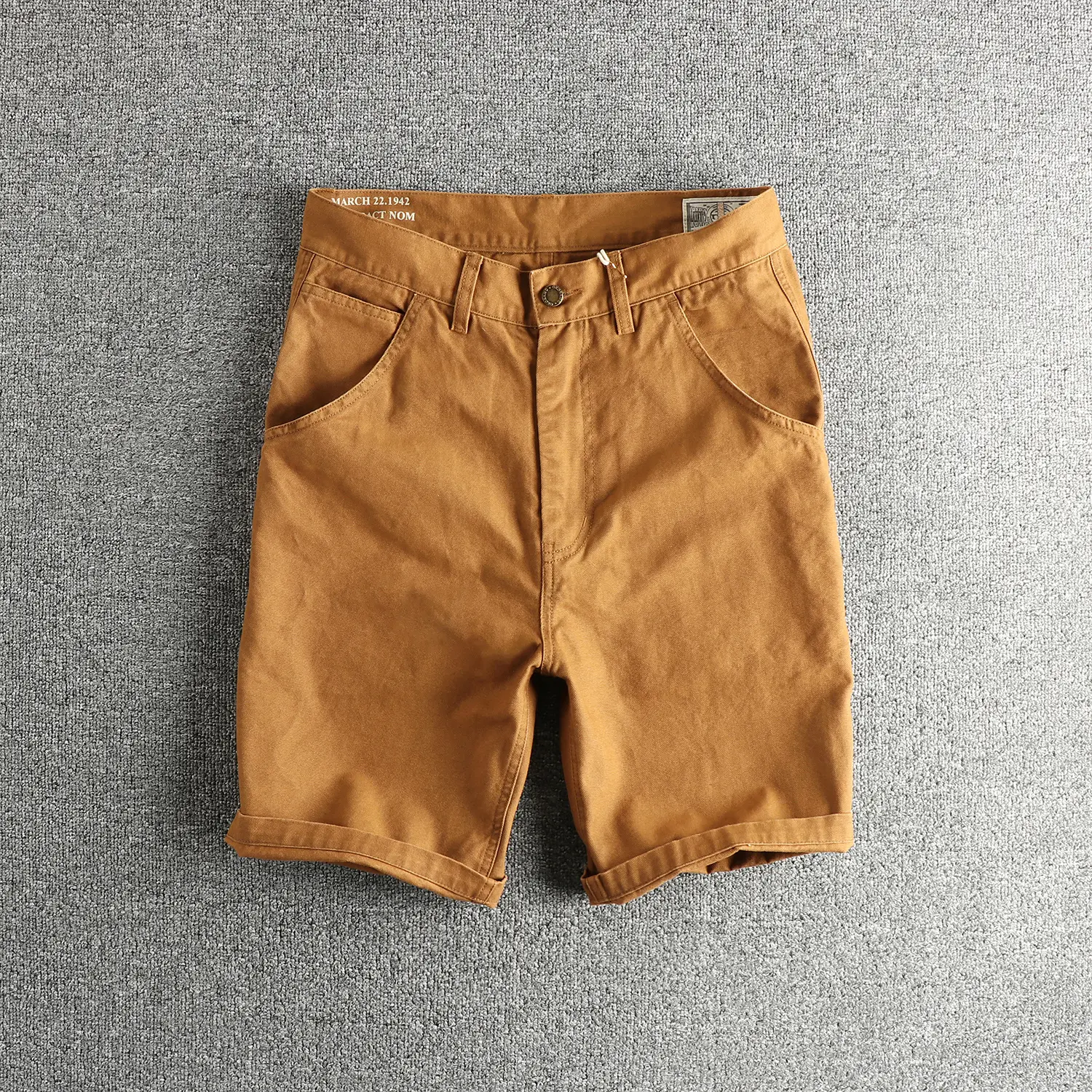 2025 Summer New American Retro 12OZ Canvas Cargo Shorts Men's Simple 100% Cotton Washed Old Straight Loose Casual 5-point Pants