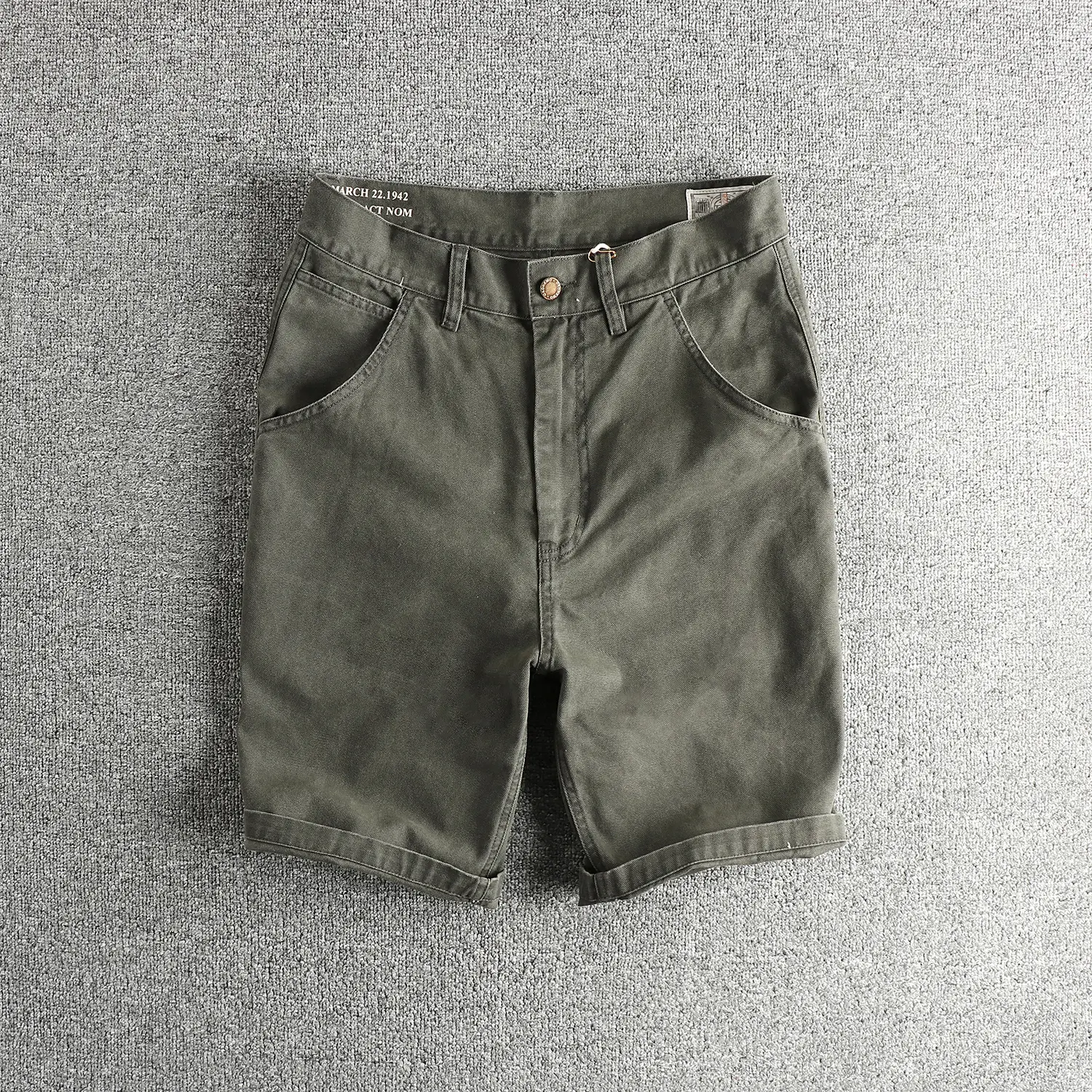 2025 Summer New American Retro 12OZ Canvas Cargo Shorts Men's Simple 100% Cotton Washed Old Straight Loose Casual 5-point Pants