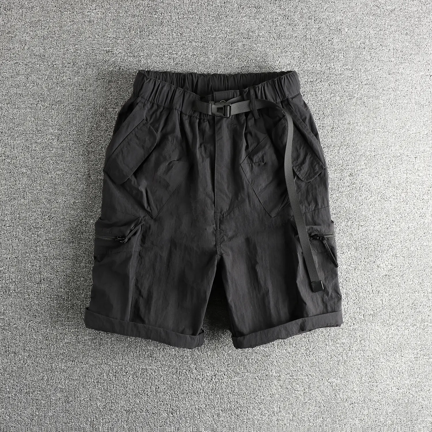2025 Summer New American Retro Thin Quick-drying Cargo Shorts Men's High Street 100% Nylon Casual Loose Straight 5-point Pants