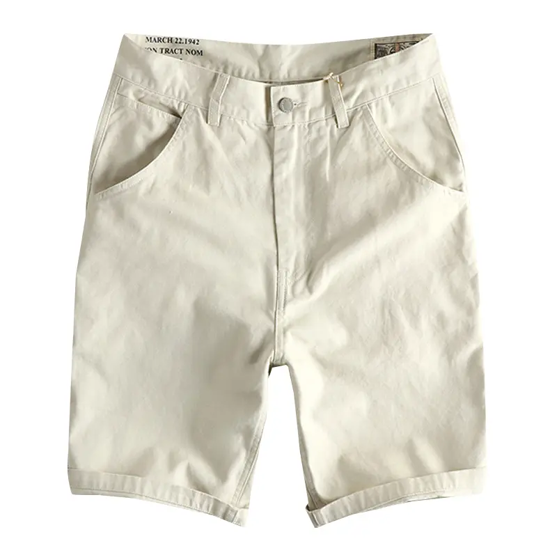 2025 Summer New American Retro 12OZ Canvas Cargo Shorts Men's Simple 100% Cotton Washed Old Straight Loose Casual 5-point Pants