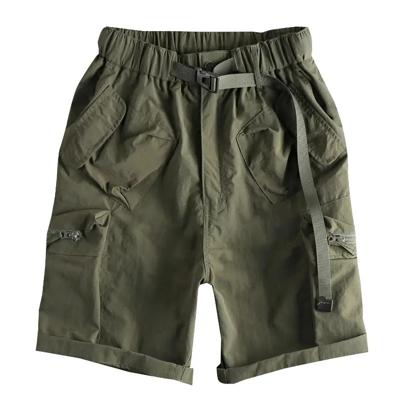 2025 Summer New American Retro Thin Quick-drying Cargo Shorts Men's High Street 100% Nylon Casual Loose Straight 5-point Pants