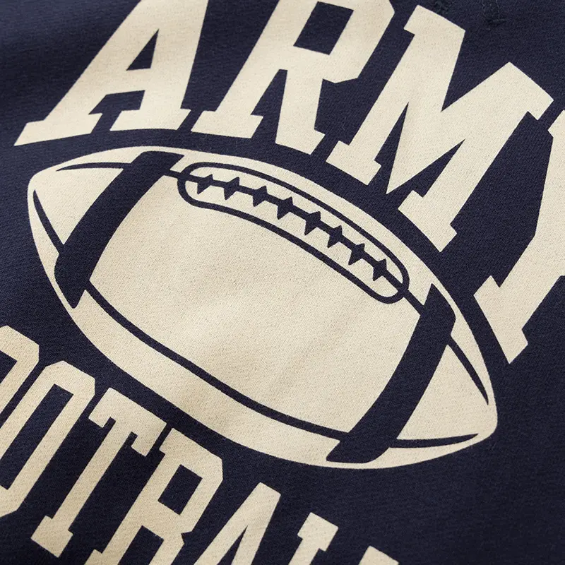 Winter New American Retro Heavyweight 500g Football Printed Sweatshirts Men's Amekaji 100% Cotton Wash Pullover Casual Sportwear
