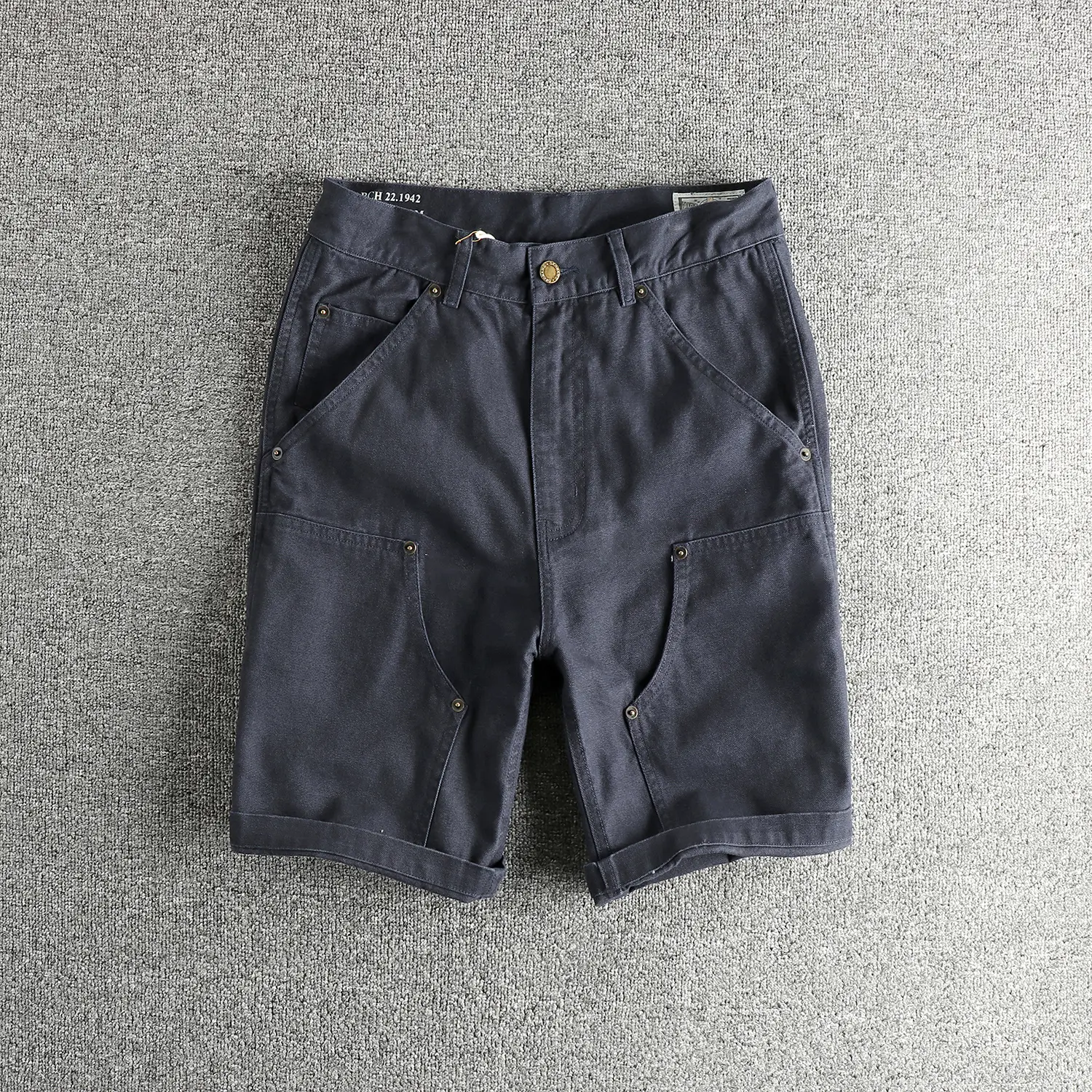 2025 Summer New American Retro 12OZ Canvas Striped Cargo Shorts Men's Simple 100% Cotton Washed Straight Casual 5-point Pants