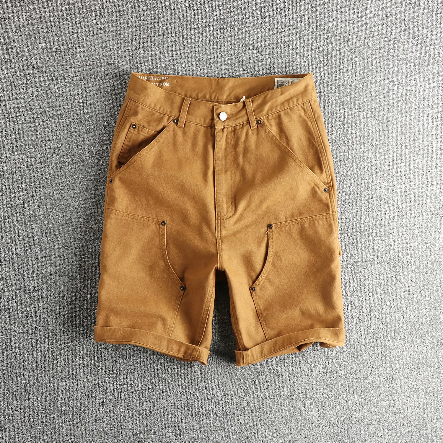 2025 Summer New American Retro 12OZ Canvas Striped Cargo Shorts Men's Simple 100% Cotton Washed Straight Casual 5-point Pants