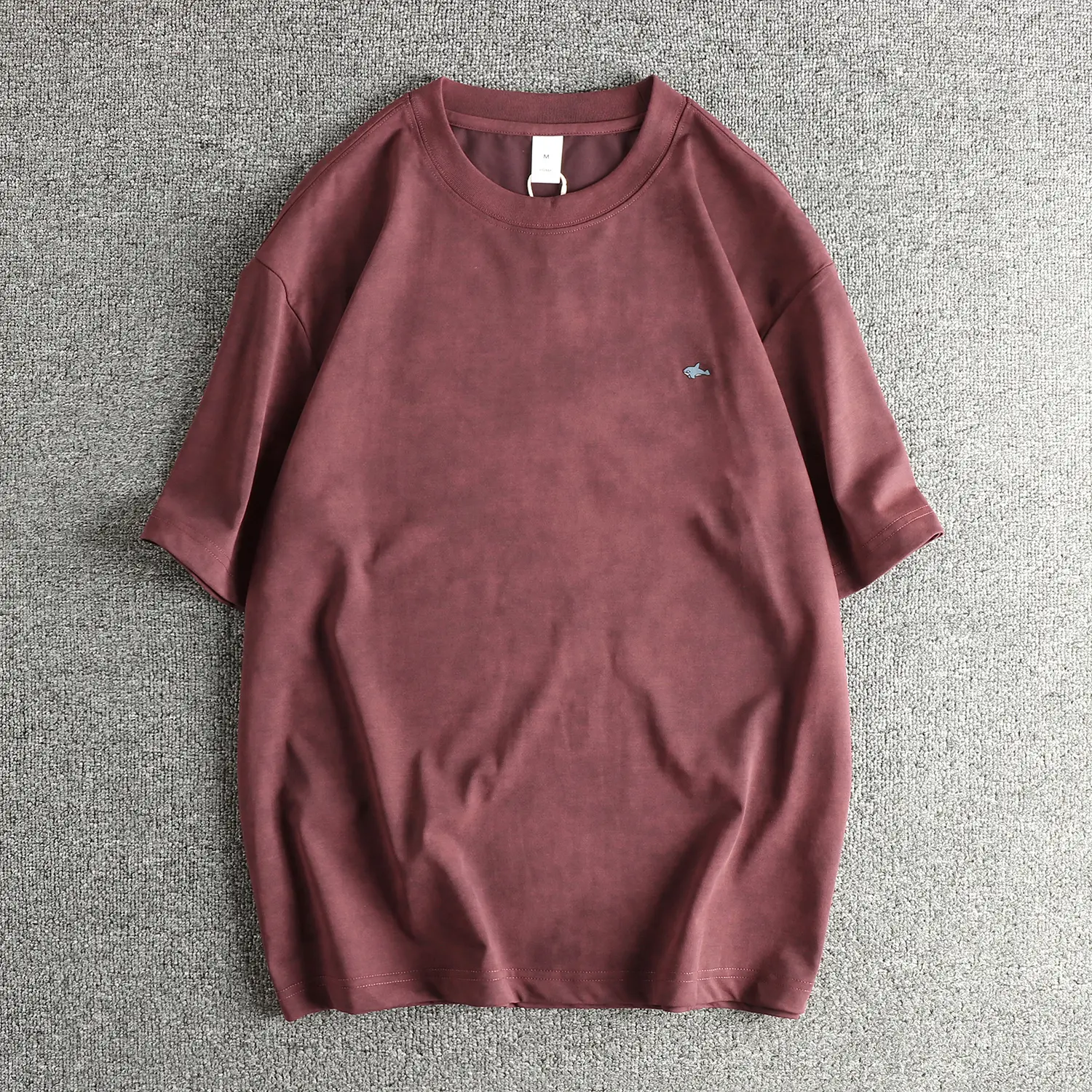 2025 Summer New American Retro Short Sleeve O-neck Whale Embroidery T-shirt Men's Simple 65% Cotton Washed Casual Loose Tops