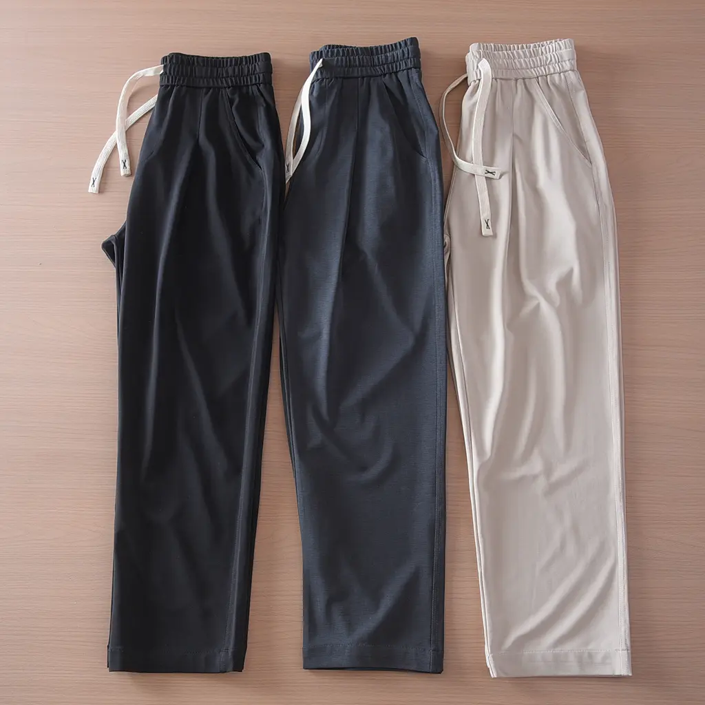 2025 Summer New Style Lightweight Breathable Smooth and Loose Straight Sweatpants Draped and Elastic Home Men's Casual Pants