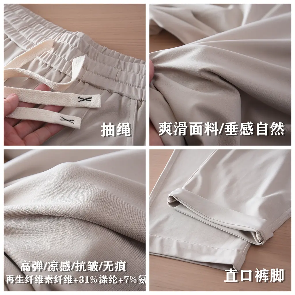 2025 Summer New Style Lightweight Breathable Smooth and Loose Straight Sweatpants Draped and Elastic Home Men's Casual Pants