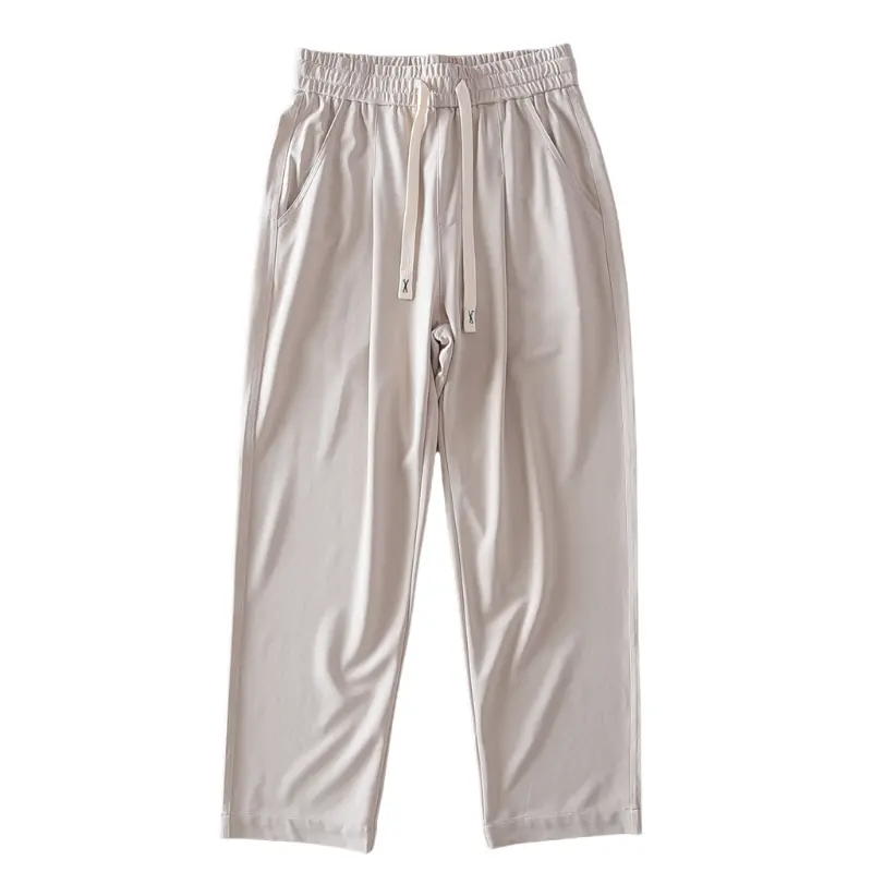 2025 Summer New Style Lightweight Breathable Smooth and Loose Straight Sweatpants Draped and Elastic Home Men's Casual Pants