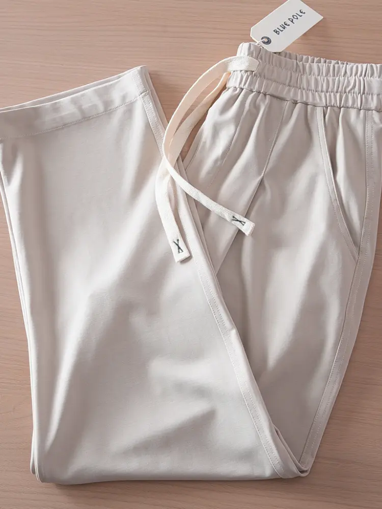 2025 Summer New Style Lightweight Breathable Smooth and Loose Straight Sweatpants Draped and Elastic Home Men's Casual Pants
