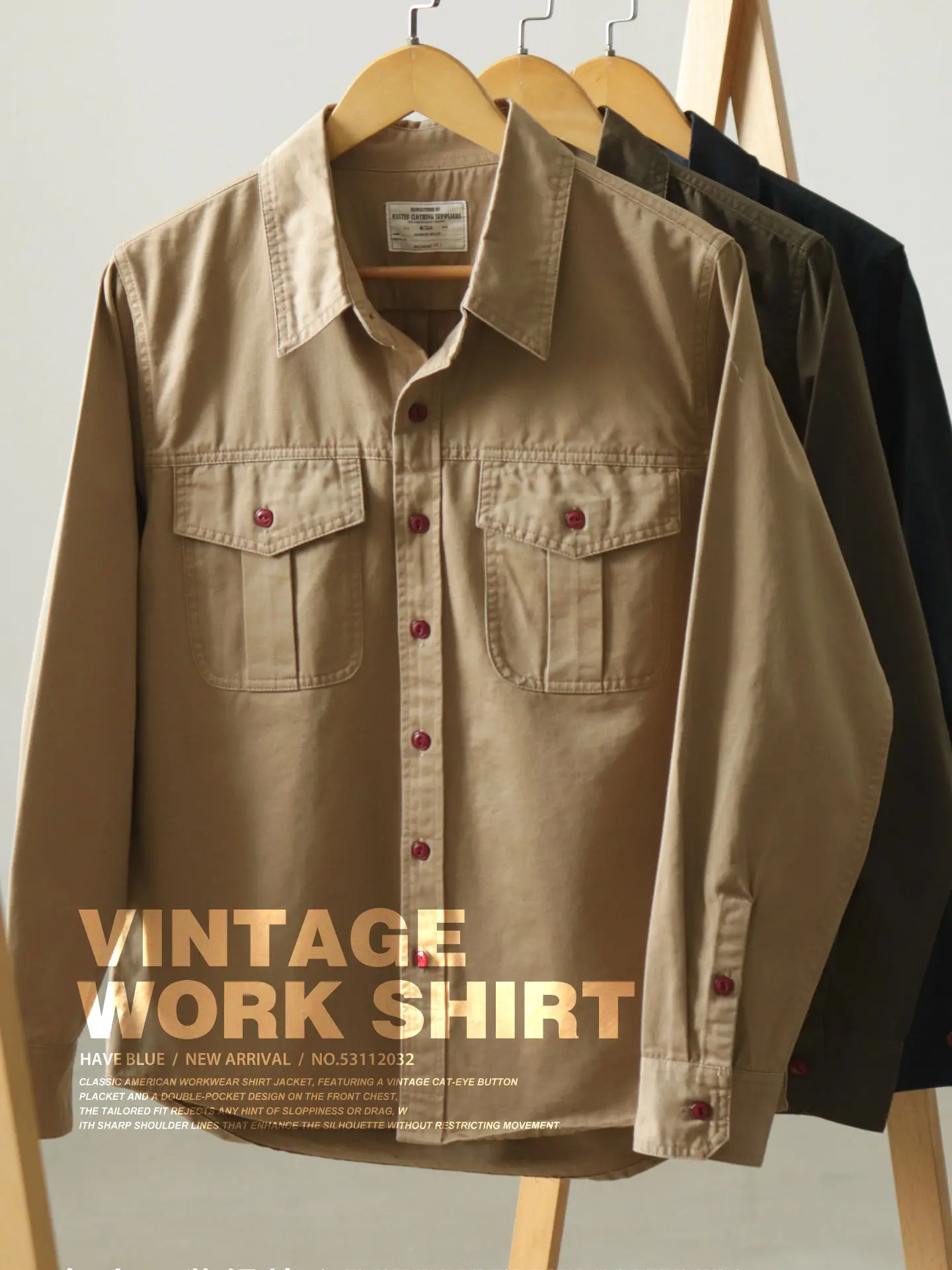 Autumn New Japanese Retro Long-Sleeve Lapel Woven Engineer Shirt Men's Amekaji 100% Cotton Washed Double Pocket Casual Blouses