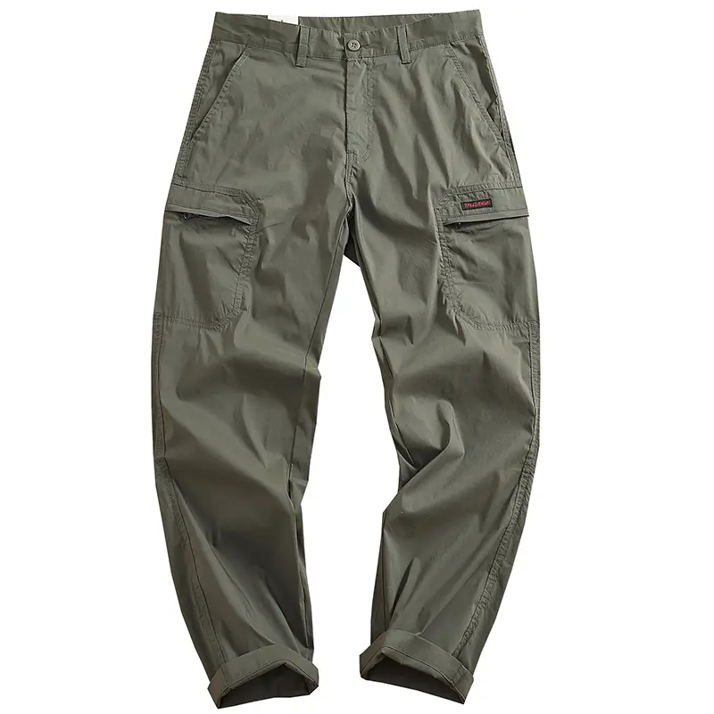 2025 Summer New American Retro Thin Quick-drying Elastic Cargo Pants Men's Outdoor Sports Comfortable Casual Straight Trousers