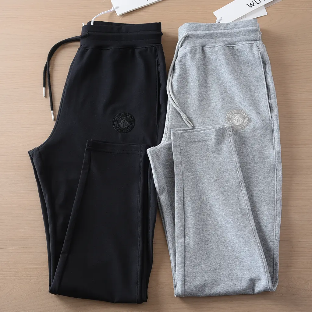 Summer New American Retro Thin Terry Cloth Letter Embroidery Sweatpants Men's Simple Washed Drawstring Loose Casual Sports Pants