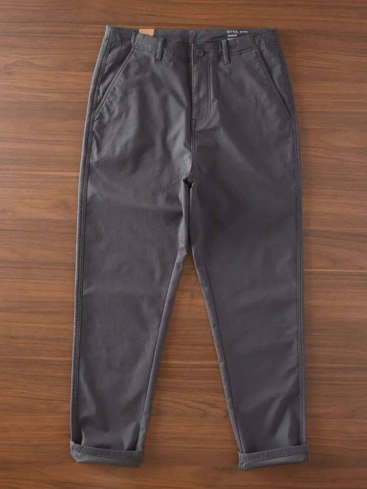 Spring Autumn New Japanese Retro Chino Casual Pants Men's Simple 97% Cotton Washed Micro Elastic Thick Slim Straight Trousers