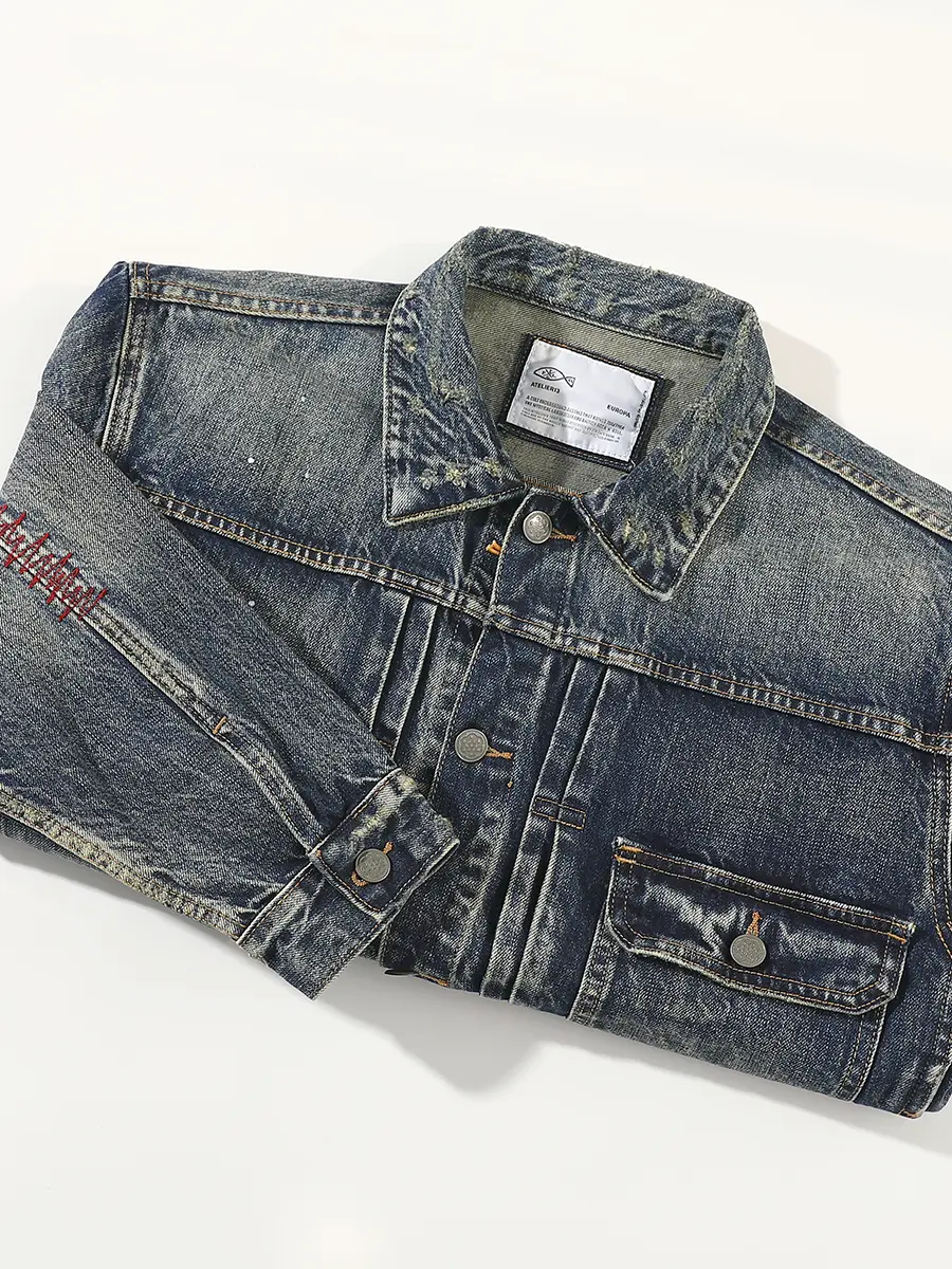 Autumn and Winter New Japanese Retro Heavyweight Denim Cargo Jacket Men's 95% Cotton Washed Old Casual Loose Multi-pocket Coat