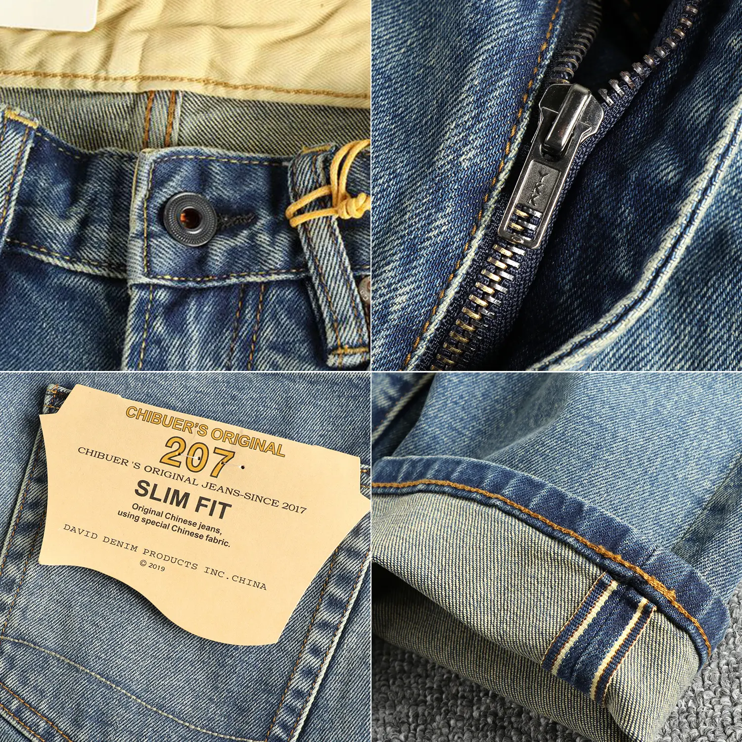 2025 Spring and Autumn New American Retro Heavyweight Denim Slim Fit Jeans Men's Simple 97% Cotton Washed Straight Casual Pants