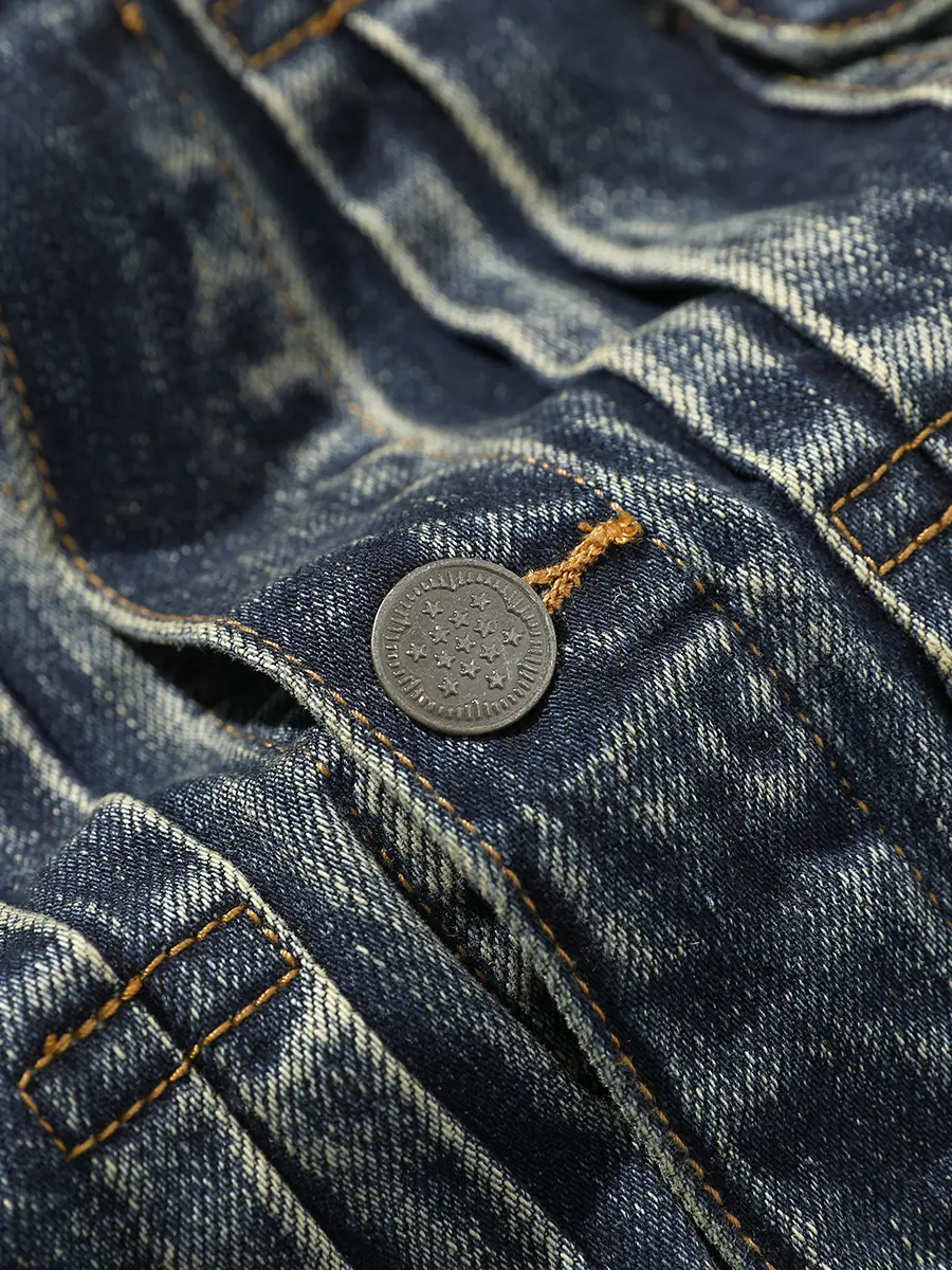 Autumn and Winter New Japanese Retro Heavyweight Denim Cargo Jacket Men's 95% Cotton Washed Old Casual Loose Multi-pocket Coat