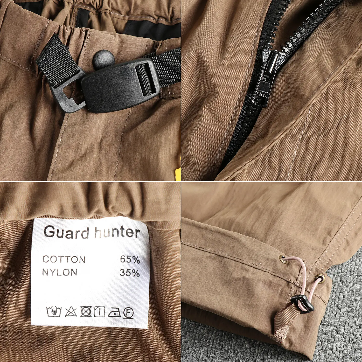 2025 Spring New American Retro Woven Cargo Pants Men's Simple Mountain Outdoor Multi Pocket Loose Straight Casual Trousers