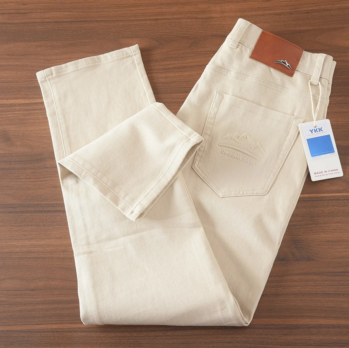 2025 Spring Autumn New American Retro Seal Logo Casual Pants Men's Simple 94% Cotton Washed Micro Elastic Slim Straight Trousers