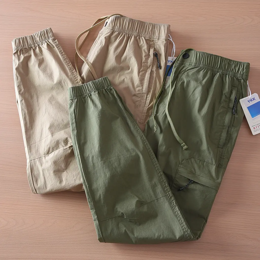 2025 Summer New American Retro Thin Quick-drying Cargo Pants Men's Simple Outdoor Drawstring Casual Straight Ankle-tied Trousers