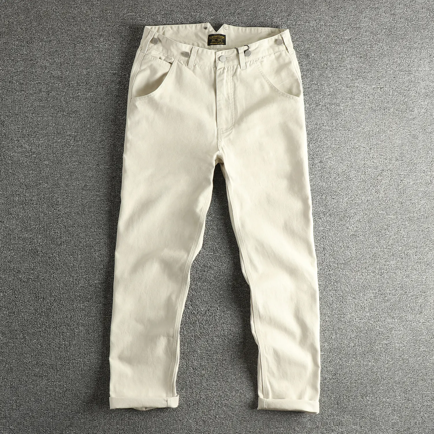 2025 Spring New American Retro Amekaji Heavyweight Canvas Cargo Pants Men's Simple 100% Cotton Washed Straight Casual Overall