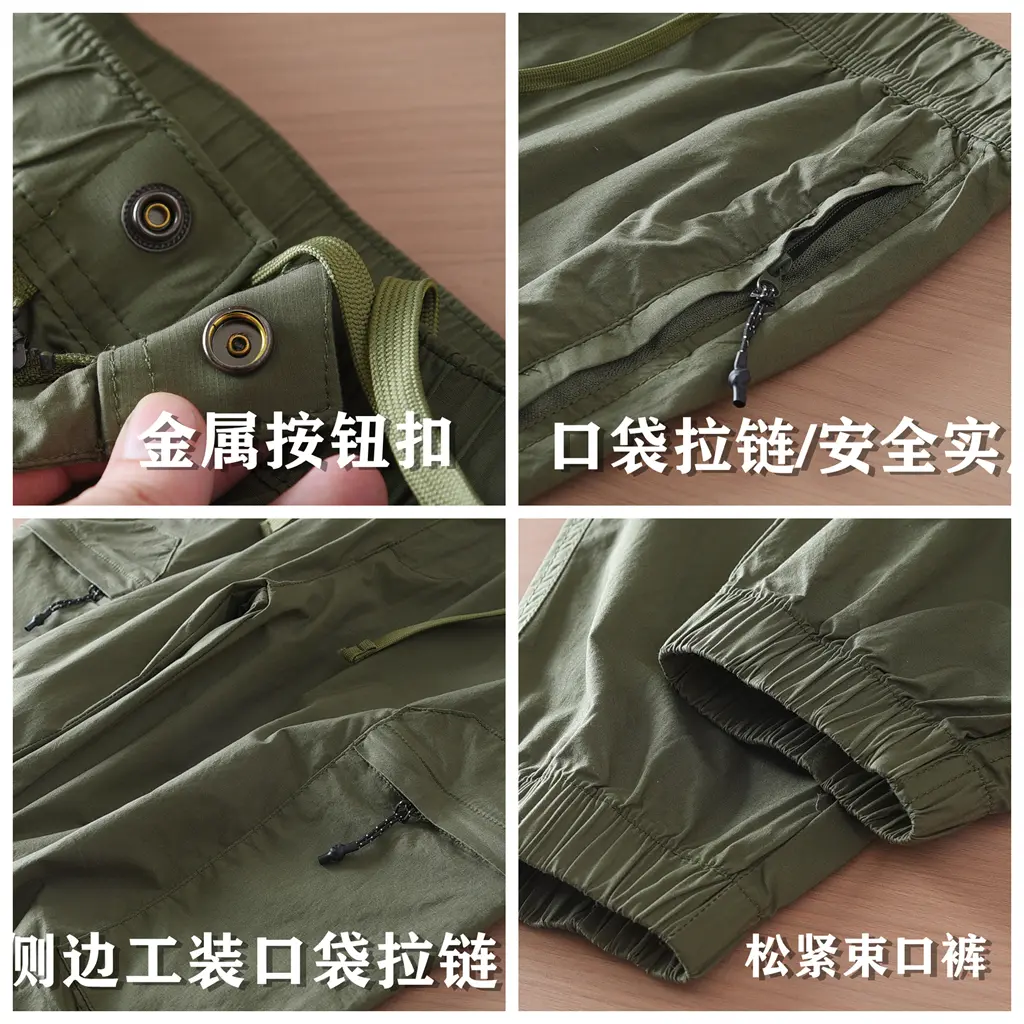 2025 Summer New American Retro Thin Quick-drying Cargo Pants Men's Simple Outdoor Drawstring Casual Straight Ankle-tied Trousers