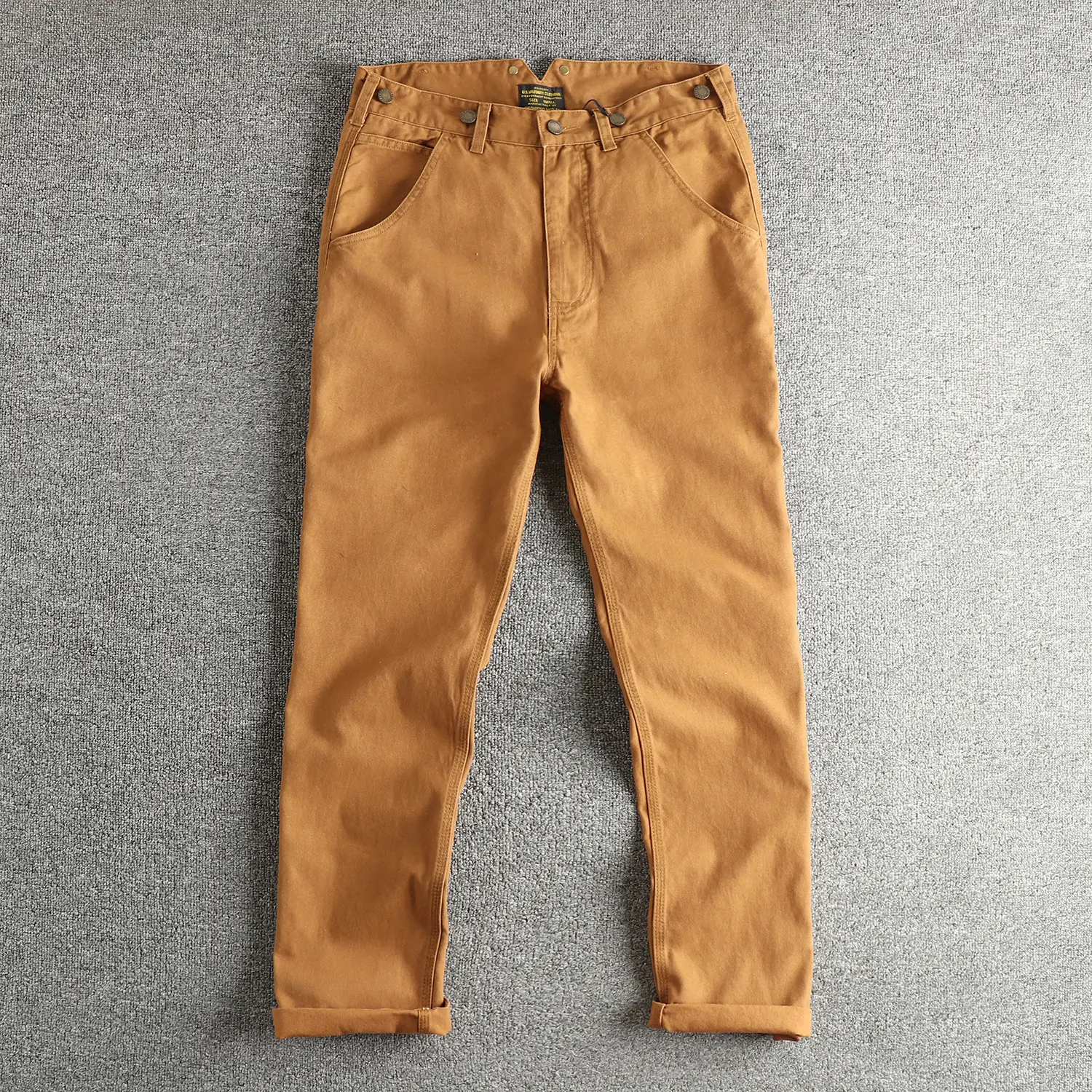 2025 Spring New American Retro Amekaji Heavyweight Canvas Cargo Pants Men's Simple 100% Cotton Washed Straight Casual Overall