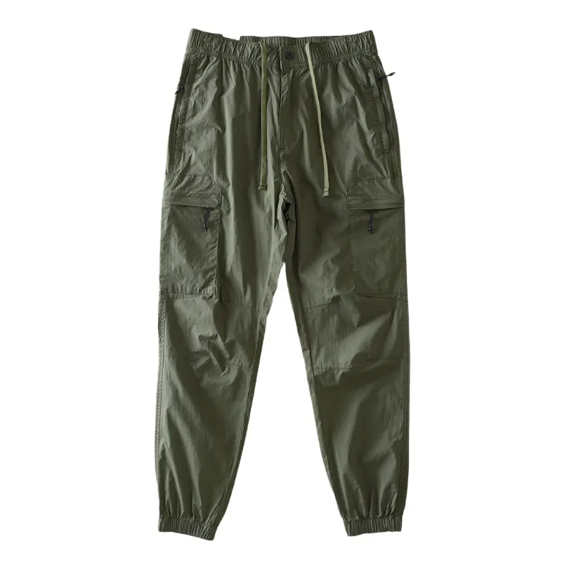 2025 Summer New American Retro Thin Quick-drying Cargo Pants Men's Simple Outdoor Drawstring Casual Straight Ankle-tied Trousers