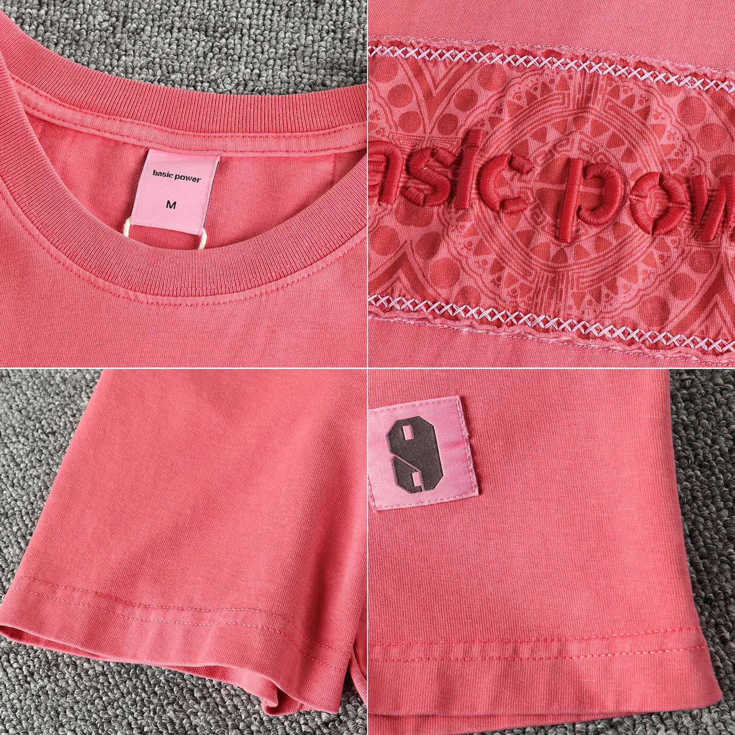2025 Summer American Retro Short Sleeve O-neck Pitch Letter Embroidery T-shirt Men's Simple 100% Cotton Washed Old Casual Tops