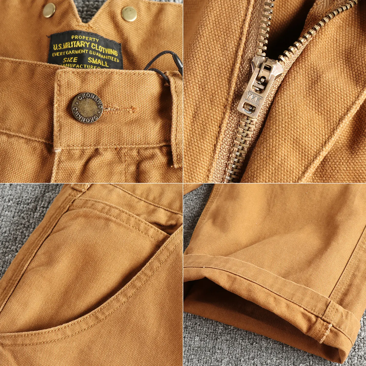 2025 Spring New American Retro Amekaji Heavyweight Canvas Cargo Pants Men's Simple 100% Cotton Washed Straight Casual Overall