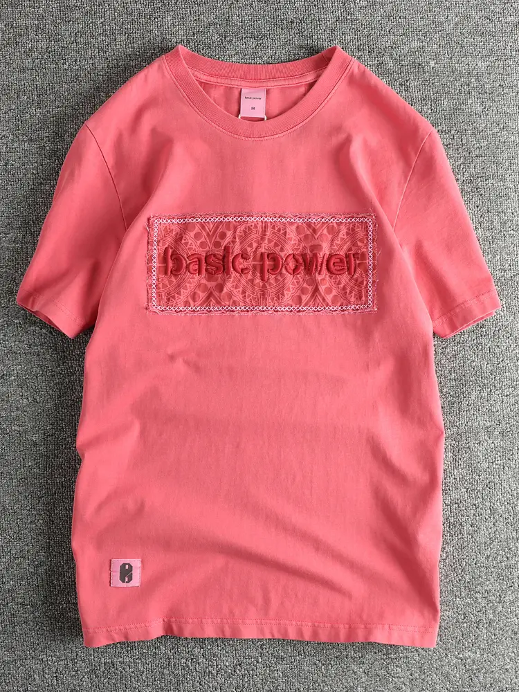 2025 Summer American Retro Short Sleeve O-neck Pitch Letter Embroidery T-shirt Men's Simple 100% Cotton Washed Old Casual Tops