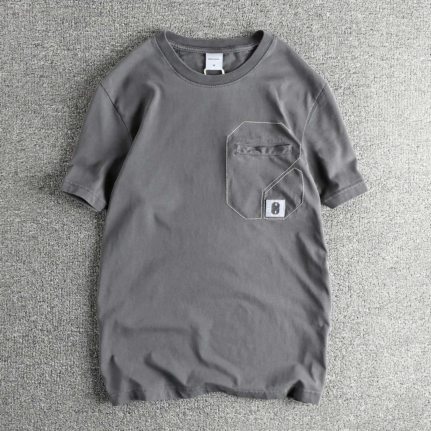 Summer New American Retro Short Sleeve O-neck Pitch Digit Printed T-shirt Men's Simple 100% Cotton Washed Old Casual Pocket Tops