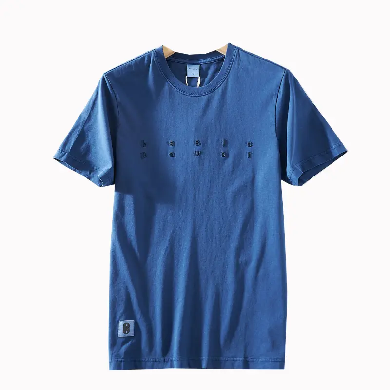 2025 Summer American Retro Short Sleeve O-neck Letter Embroidery T-shirt Men's Simple Fashion 100% Cotton Washed Old Casual Tops
