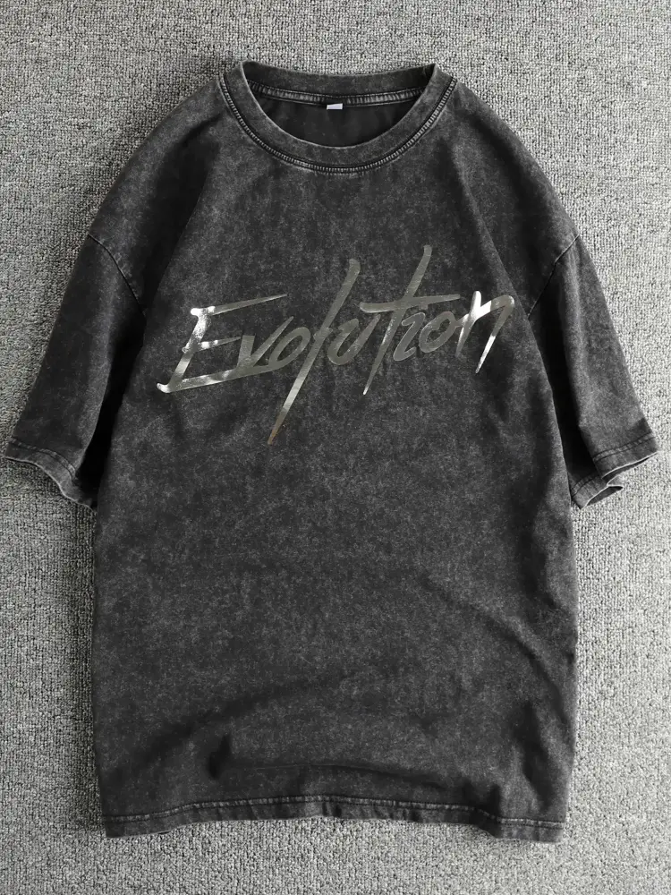 Summer New American Retro Short Sleeve O-neck Letter Printed T-shirt Men's High Street 100% Cotton Washed Old Casual Loose Tops