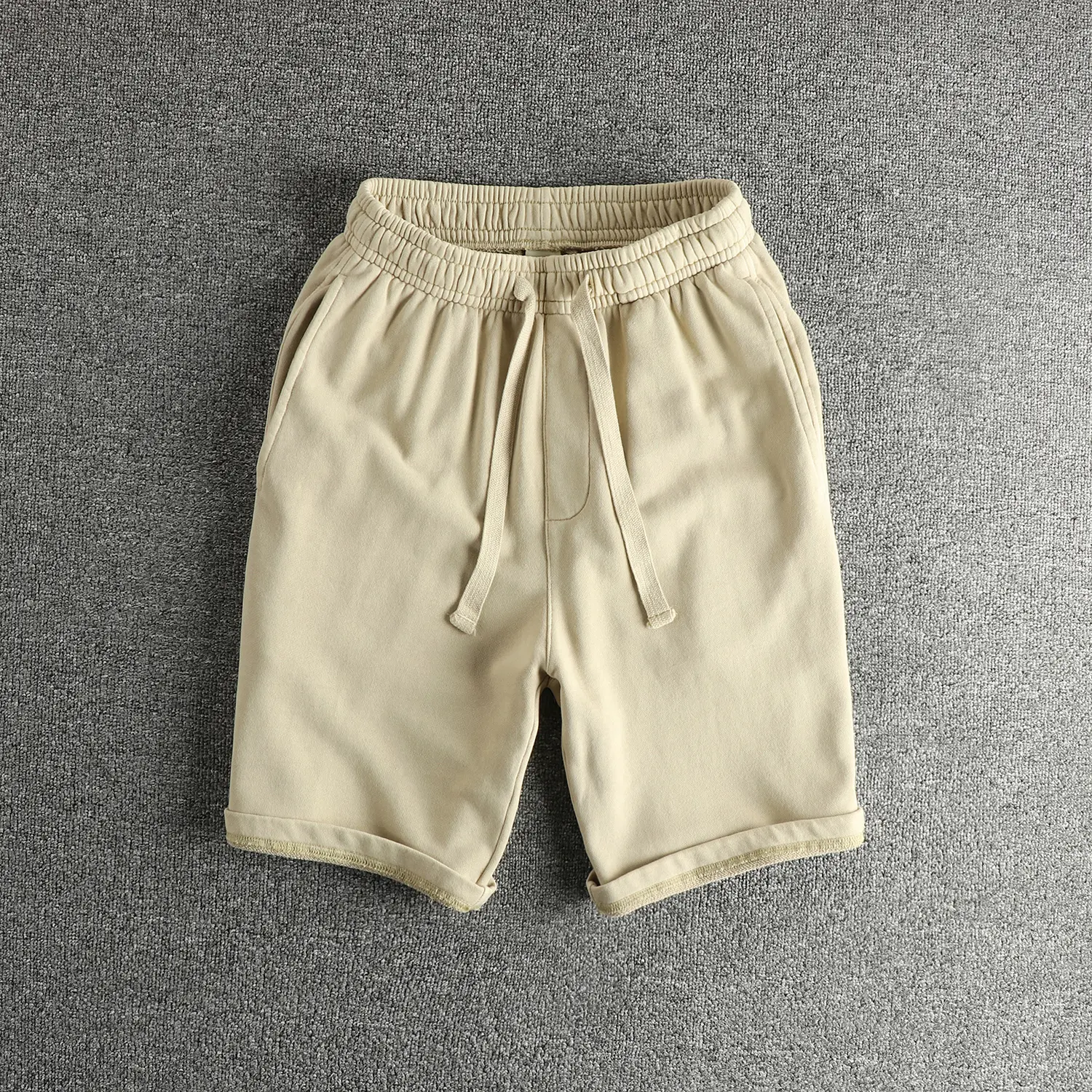 2025 Summer New American Retro 330G Terry Cloth Shorts Men's Fashion Loose Elastic Wasit Drawstring Sport Casual 5-point Pants