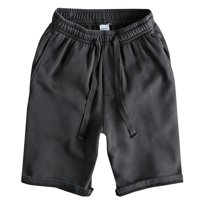 2025 Summer New American Retro 330G Terry Cloth Shorts Men's Fashion Loose Elastic Wasit Drawstring Sport Casual 5-point Pants