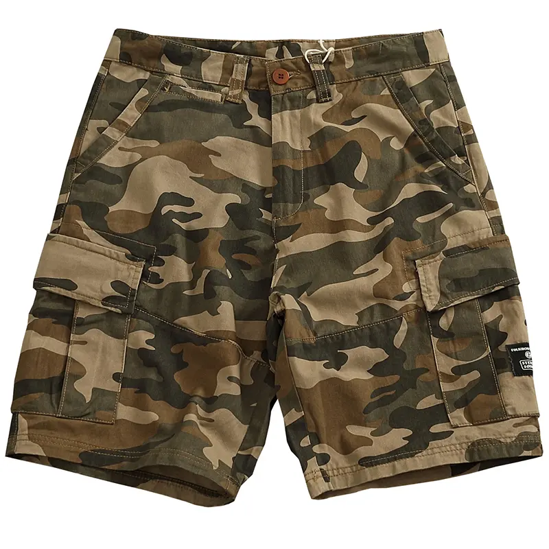 2025 Summer New American Retro Twill Multi Pocket Cargo Shorts Men's 100% Cotton Washed Straight Loose Casual Five-point Pants