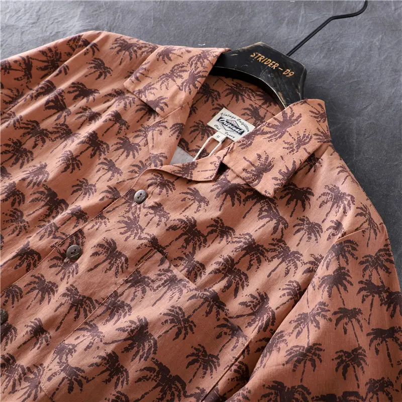 Summer New American Retro Short Sleeve Cuban Collar Hawaiian Print Shirt Men's Fashion Seaside Beach Loose Casual Flower Blouses