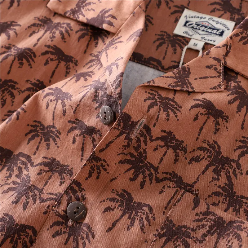 Summer New American Retro Short Sleeve Cuban Collar Hawaiian Print Shirt Men's Fashion Seaside Beach Loose Casual Flower Blouses