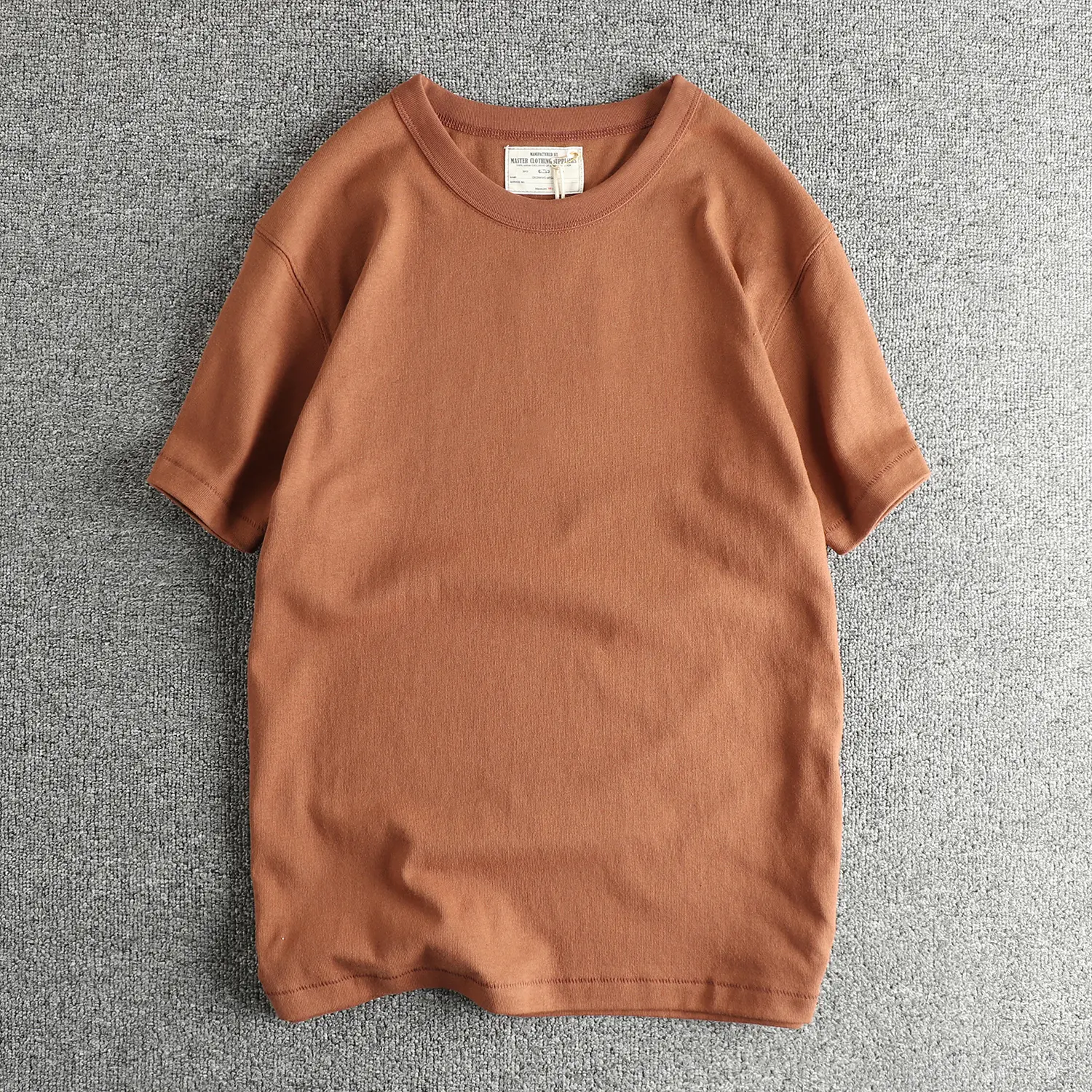 2025 Summer New American Retro 275g Short-sleeved O-neck Solid Color T-shirt Men's Fashion Simple 100% Cotton Washed Casual Tops