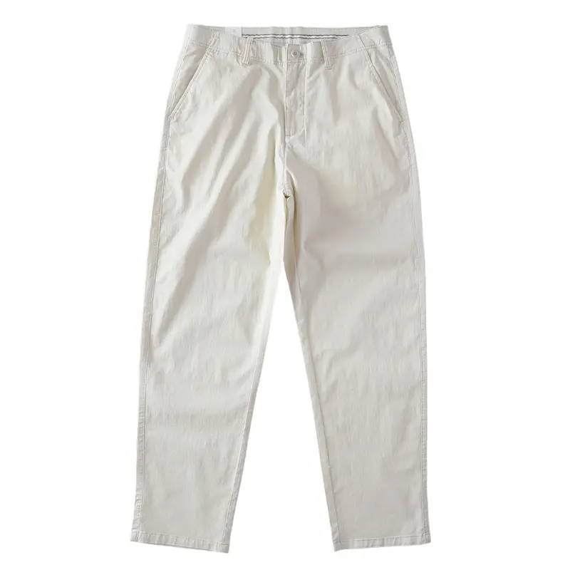 2025 Summer New American Retro Thin Micro Elastic Chino Cargo Pants Men's Simple 97% Cotton Washed Casual Straight Trousers