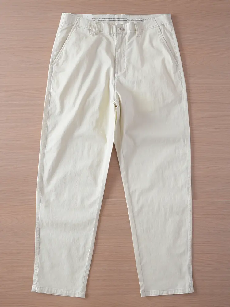 2025 Summer New American Retro Thin Micro Elastic Chino Cargo Pants Men's Simple 97% Cotton Washed Casual Straight Trousers