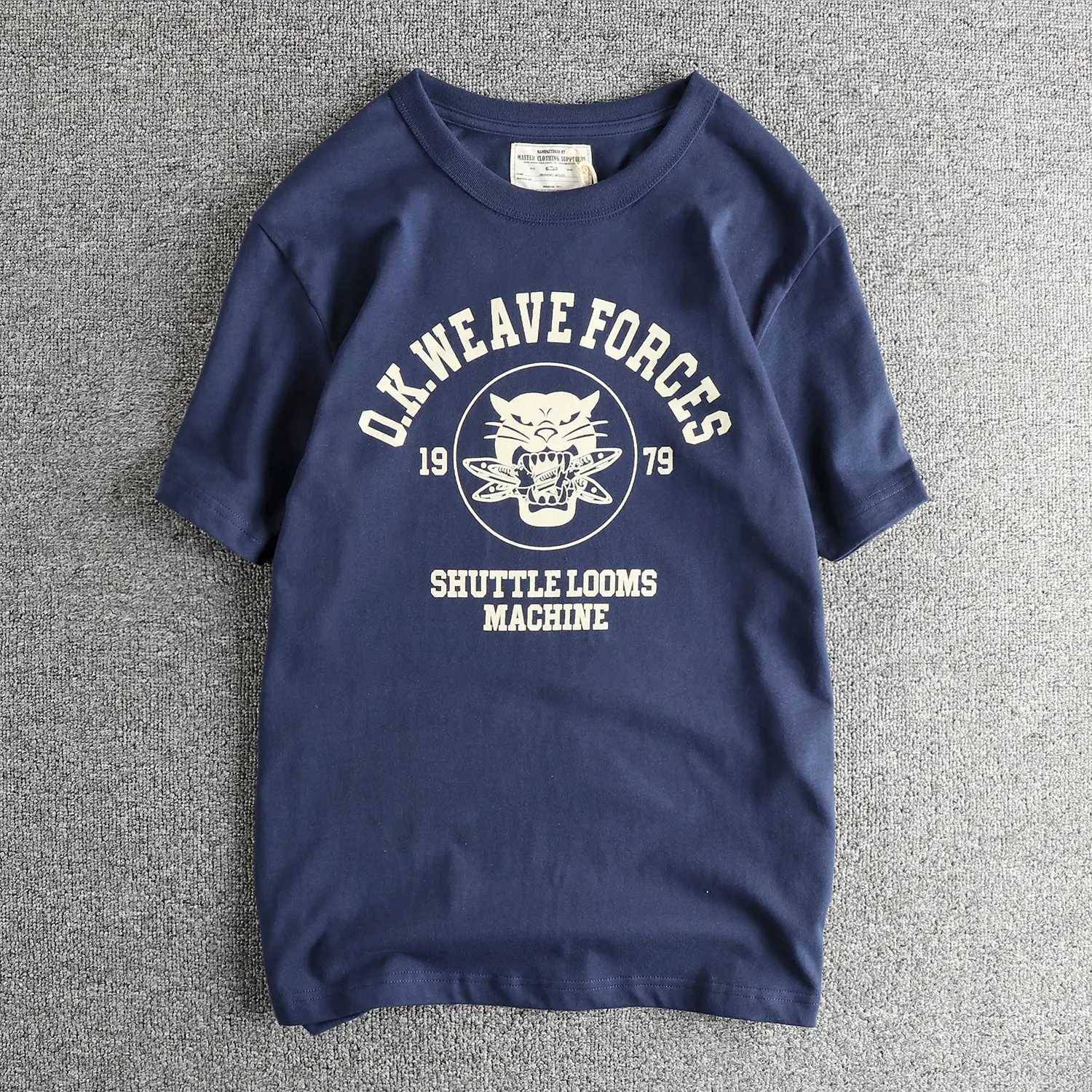2025 Summer New American Retro Short Sleeve O-neck Letter Panther Printed T-shirt Men's Fashion 100% Cotton Washed Casual Tops