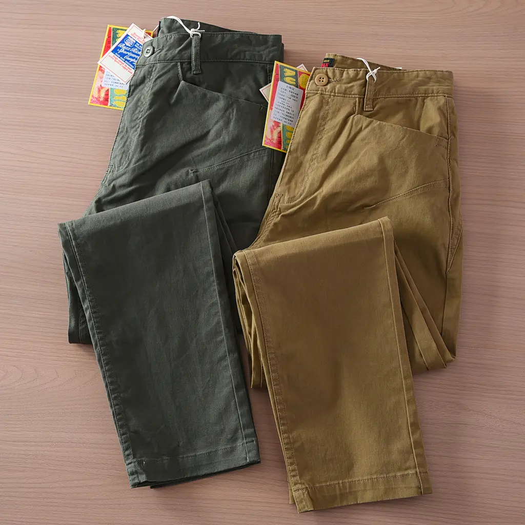 2025 Spring and Summer New American Retro Woven Twill Cargo Pants Men's Outdoor 97% Cotton Washed Straight Casual Trousers