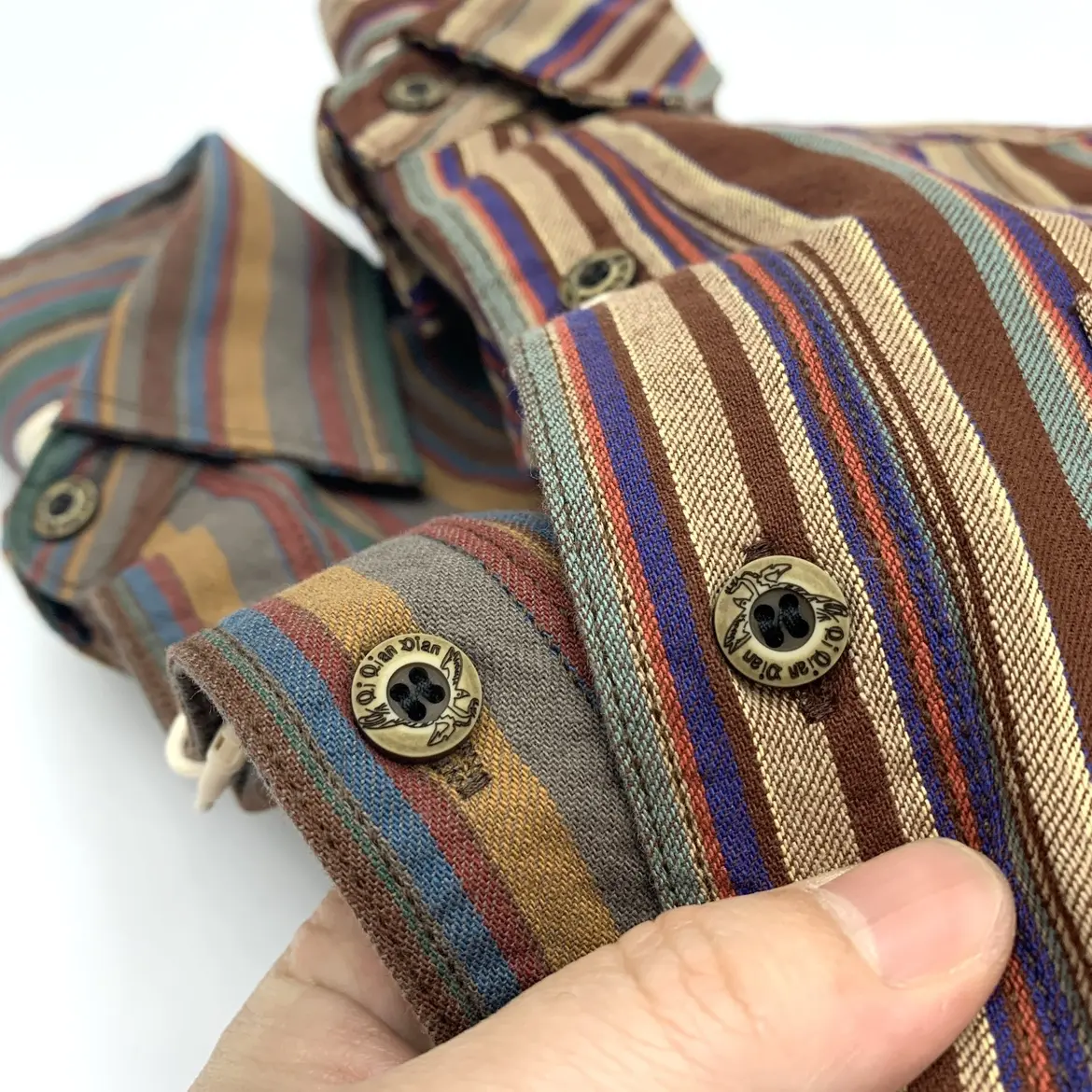 2025 Autumn New Japanese Retro Long-Sleeve Lapel Ethnic Striped Shirt Men's Literary 100% Cotton Washed Casual Loose Blouses