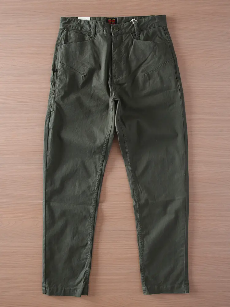 2025 Spring and Summer New American Retro Woven Twill Cargo Pants Men's Outdoor 97% Cotton Washed Straight Casual Trousers