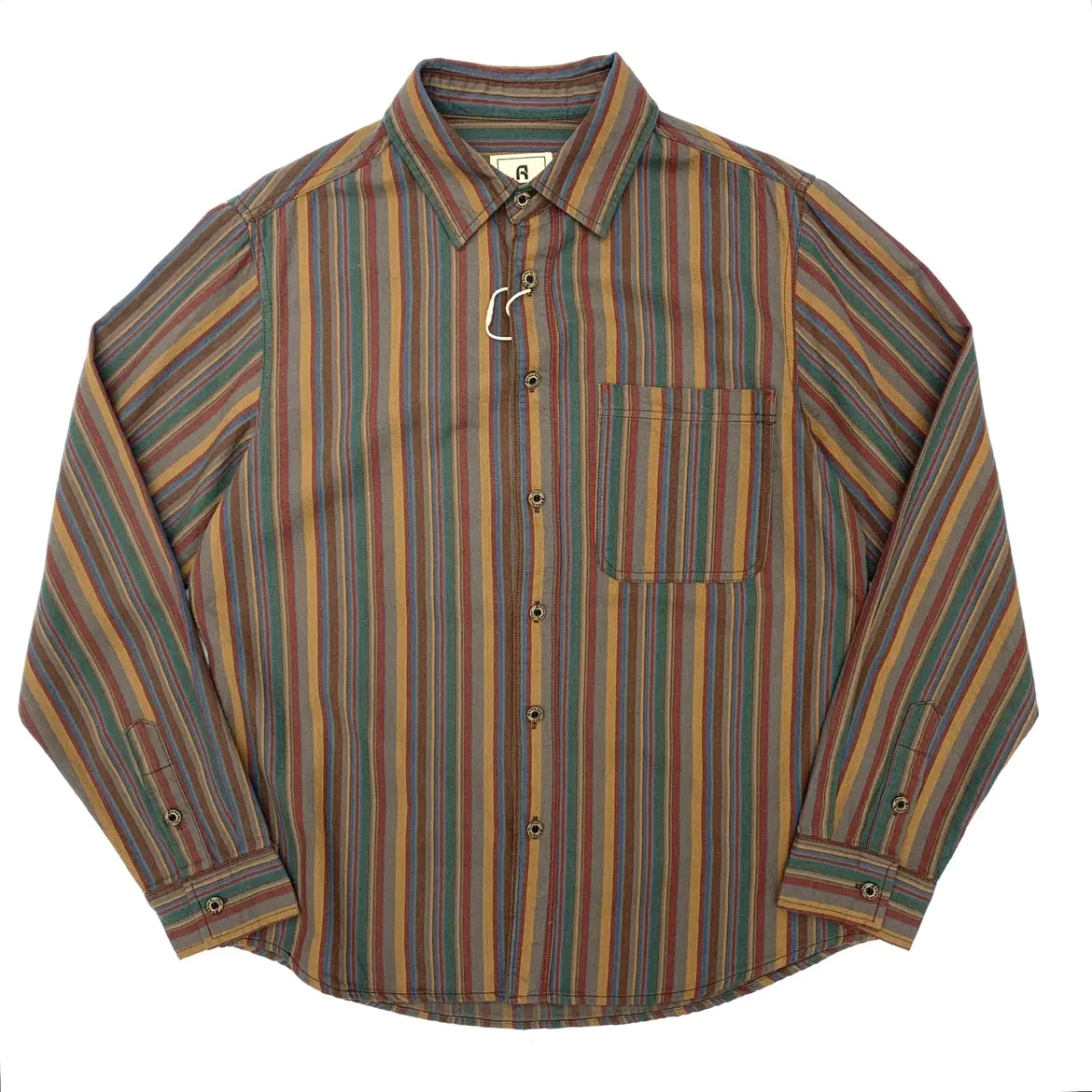 2025 Autumn New Japanese Retro Long-Sleeve Lapel Ethnic Striped Shirt Men's Literary 100% Cotton Washed Casual Loose Blouses