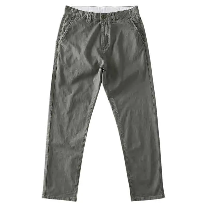 2025 Spring and Autumn New American Retro Woven Twill Cargo Pants Men's Simple 97% Cotton Washed Straight Loose Casual Trousers