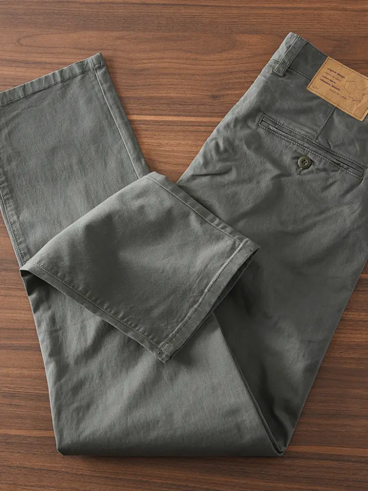 2025 Spring and Autumn New American Retro Woven Twill Cargo Pants Men's Simple 97% Cotton Washed Straight Loose Casual Trousers